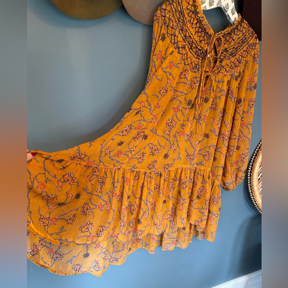 FREE PEOPLE mustard KEEPING UP WITH KARA tunic sz large - Picture 9 of 15